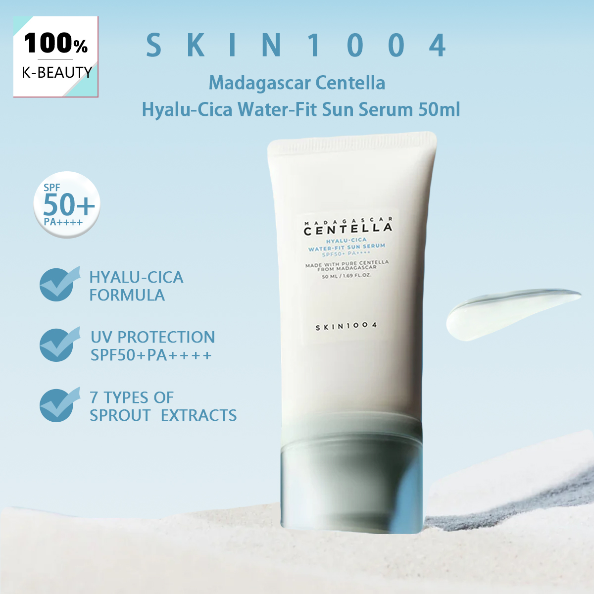 Beauty Makeup Korean - SKIN1004 Madagascar Centella Hyalu-Cica Suero solar
