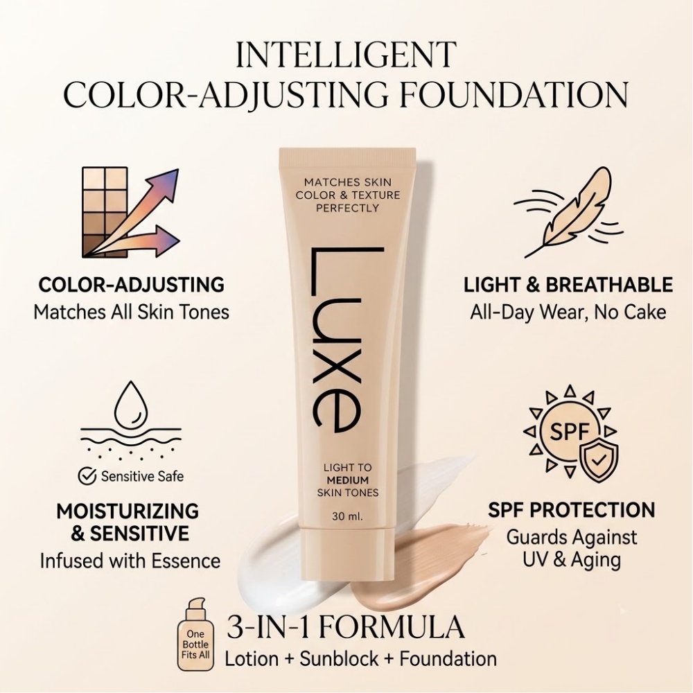 Beauty Luxe Makeup - Base de Maquillaje Líquida Inteligente LUXE,