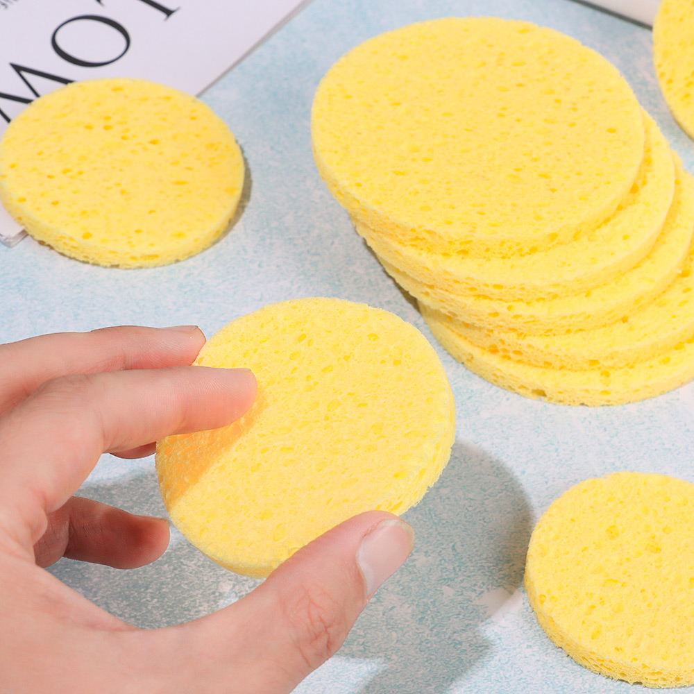 10 Uds 6-9cm cara amarilla her - Cosmetic Sponge reseña y precio